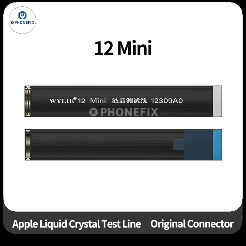 Wylie LCD screen test flex cable for iPhone X to 17 Pro Max, iPhone accessories by PHONEFIX, shown on white background.