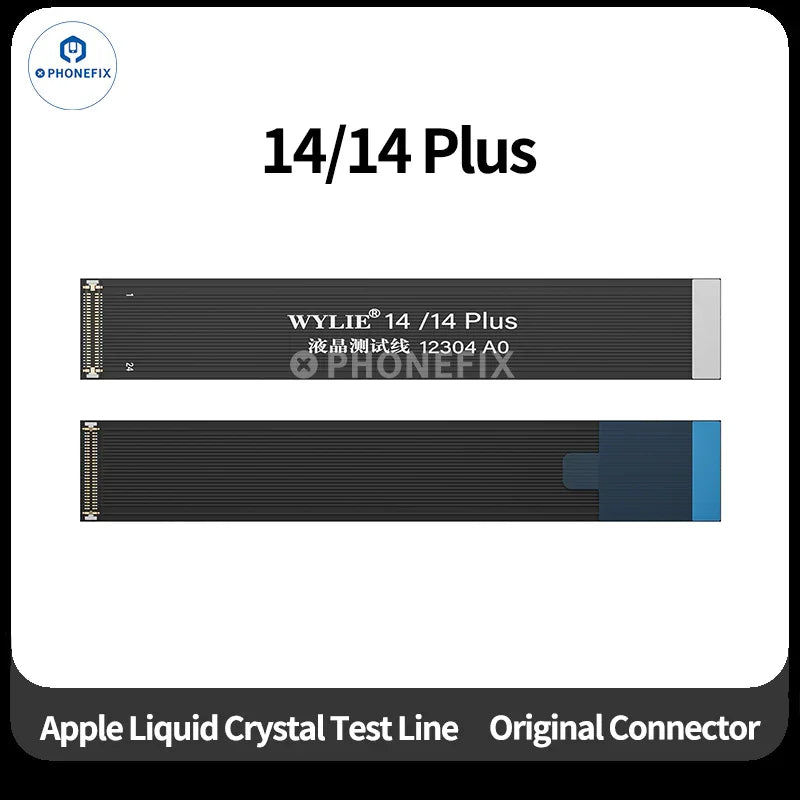 Wylie LCD screen test flex cable for iPhone X to 17 Pro Max, PHONEFIX iPhone accessories, showing connector and flex cable details