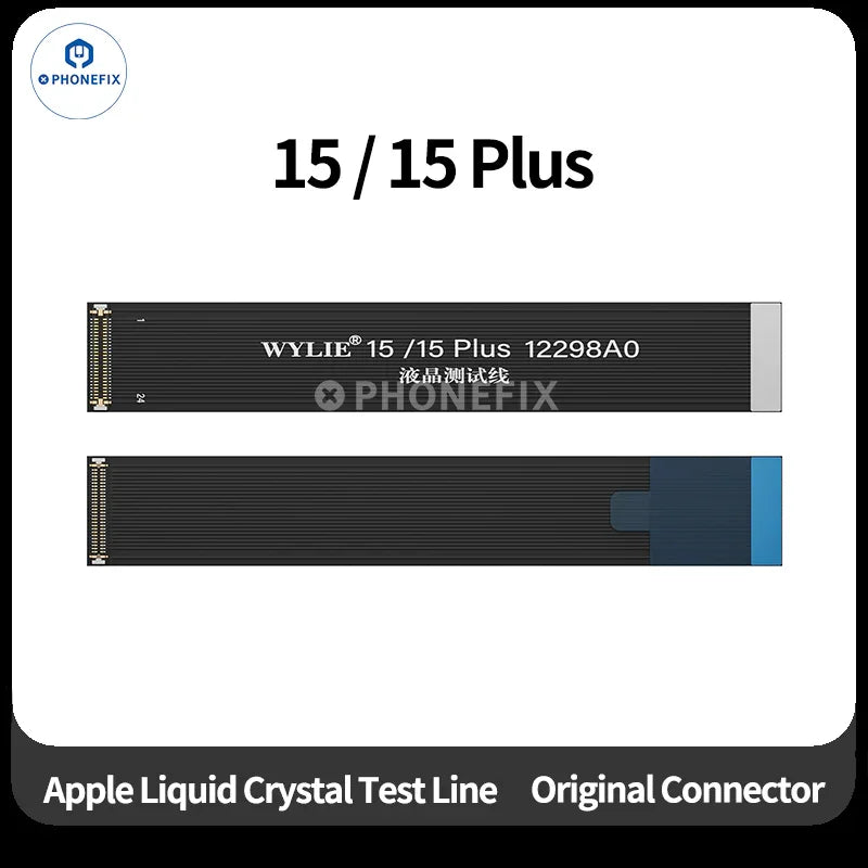 Wylie LCD screen test flex cable for iPhone X to 17 Pro Max, iPhone accessories by PHONEFIX, displayed on white background.