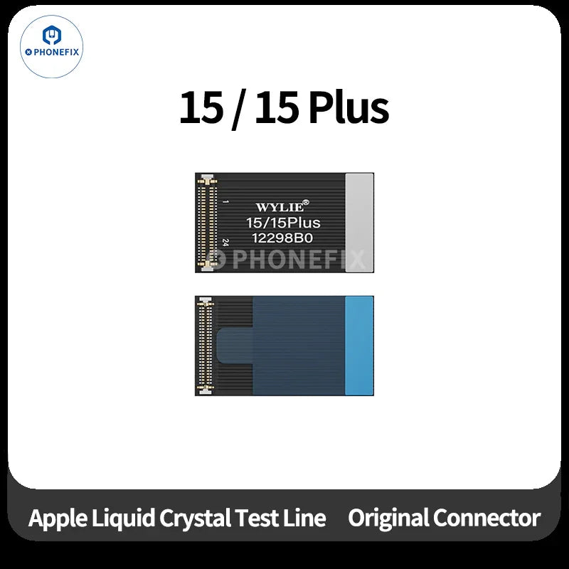 Wylie LCD screen test flex cable for iPhone X to 17 Pro Max, PHONEFIX iPhone accessories, showing the flexible connector cable.
