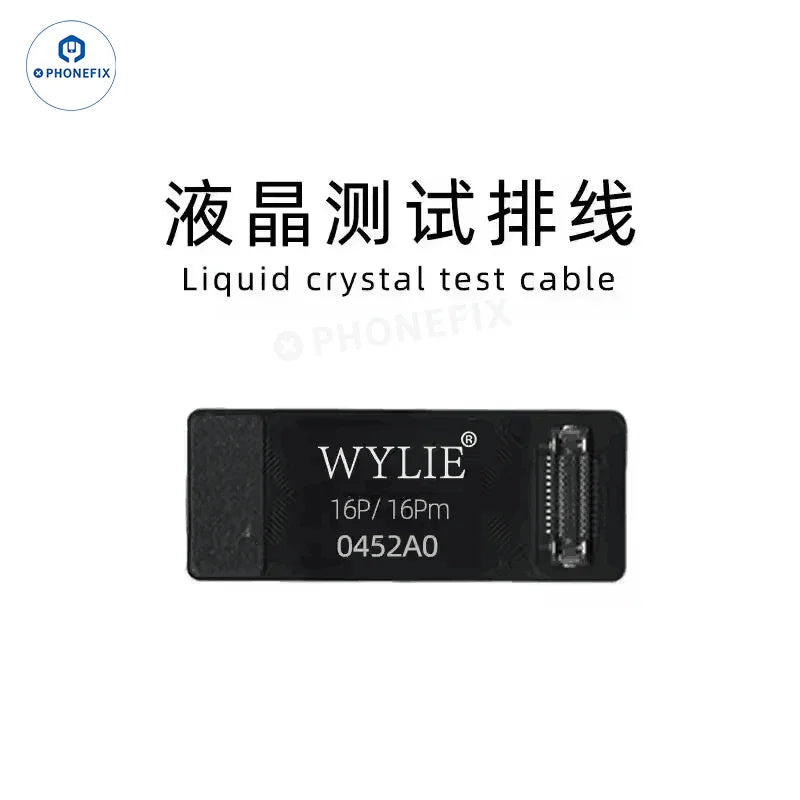 Wylie LCD screen test flex cable for iPhone X to 17 Pro Max, iPhone accessories by PHONEFIX, shown on a white background.