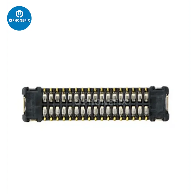 PhoneFIX touch display camera signal FPC connector socket for iPhone X, XS, XS Max, showing close-up of the connector on the circuit board.