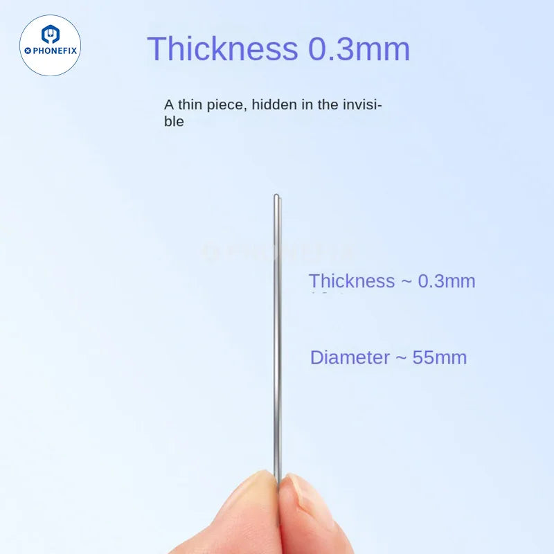 MagSafe universal magnetic ring iron sheet for iPhone case support, compatible with PHONEFIX accessories, shown on a phone case.