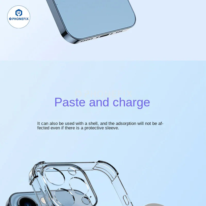 PHONEFIX MagSafe universal magnetic ring iron sheet for iPhone case support, compatible with magnetic phone accessories.