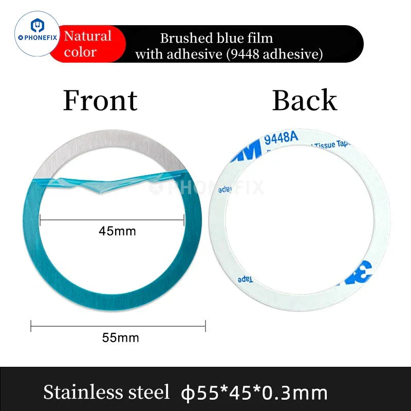 PHONEFIX MagSafe universal magnetic ring iron sheet for iPhone case support, attached to phone case for magnetic mounting.