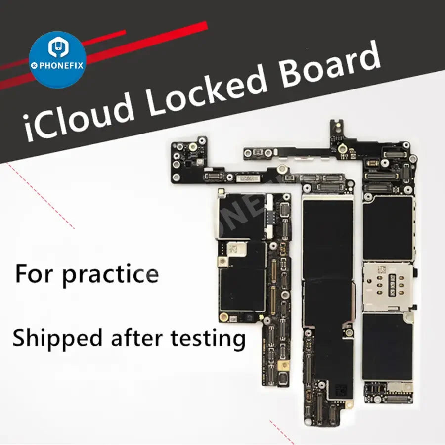 Carte mère verrouillée iCloud ID pour iPhone 6-13 Pro Max, accessoires iPhone de PHONEFIX, présentée sur fond blanc.
