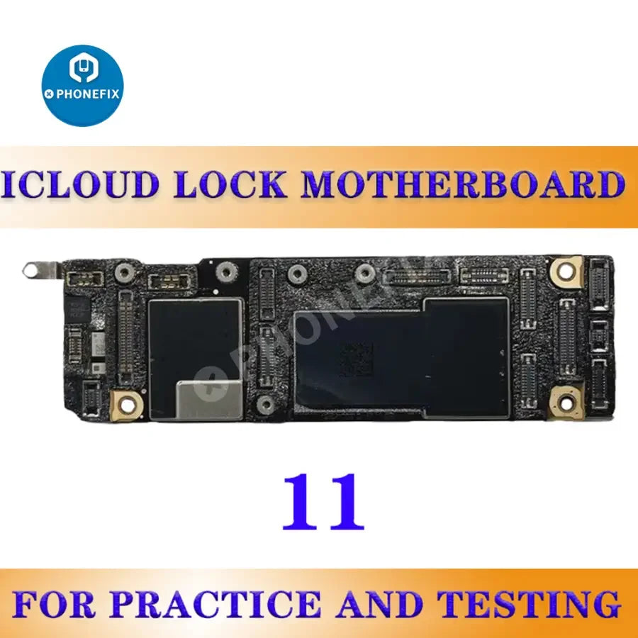 Carte mère pour iPhone 6-13 Pro Max avec verrouillage iCloud ID, de marque PHONEFIX, montrant les détails du circuit imprimé pour accessoires iPhone.