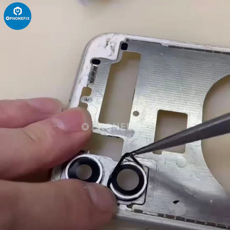 Waterproof rubber ring for iPhone X to 15 Pro Max rear camera, PHONEFIX brand, protects camera lens from water and dust.