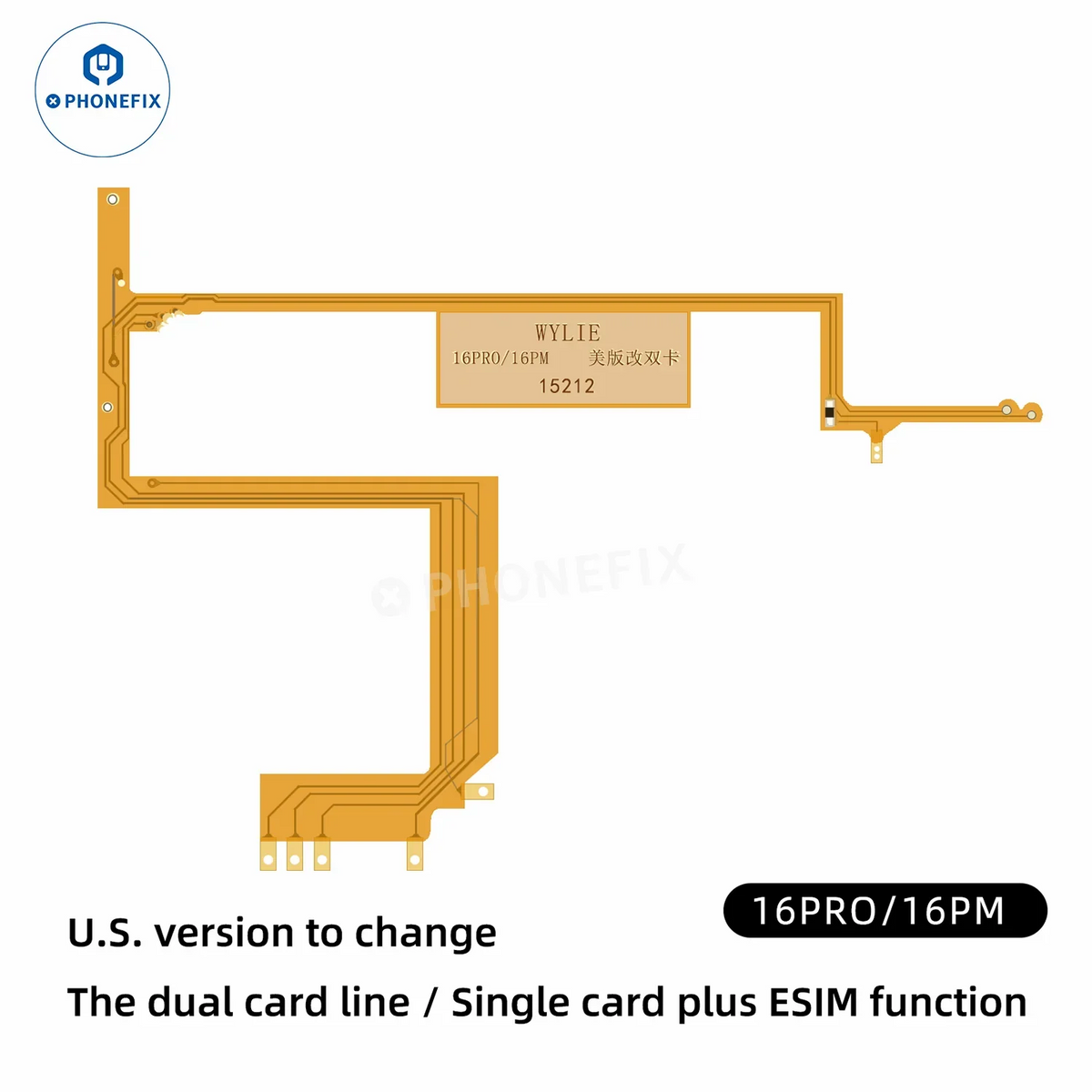 PHONEFIX iPhone 16 Pro Max eSIM to Dual SIM kit with card tray, showing the tray and accessory components for iPhone accessories.