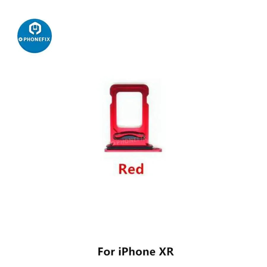 Dual SIM card tray holder for iPhone X to 14 series, replacement accessory by PHONEFIX, shown in close-up image.