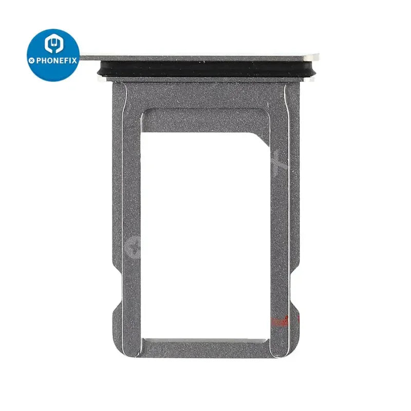 iPhone X-14 series dual SIM card tray holder replacement by PHONEFIX, showing the metal tray and slot for SIM cards.
