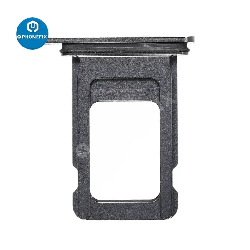 Dual SIM card tray holder for iPhone X to 14 series, replacement accessory by PHONEFIX, showing the tray and slot details.
