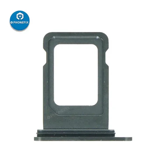 Dual SIM card tray holder for iPhone X to 14 series, replacement accessory by PHONEFIX, showing the tray and slot.