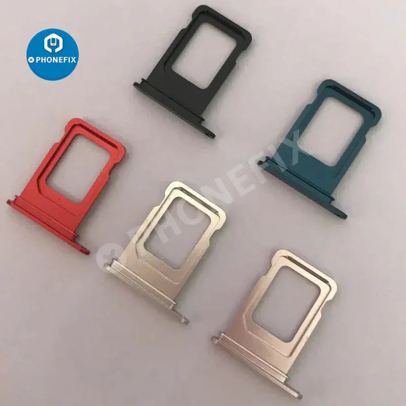 Dual SIM card tray holder for iPhone X to 14 series, PHONEFIX replacement accessory, compatible with Apple smartphones.