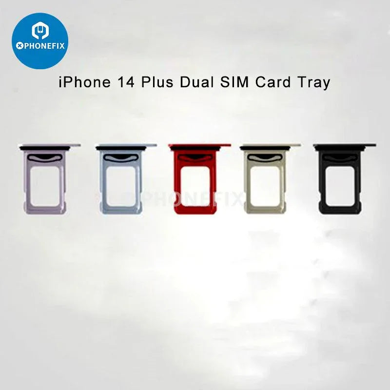 iPhone X-14 series dual SIM card tray holder replacement by PHONEFIX, showing the metal tray for SIM card slots.
