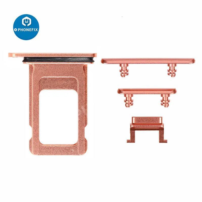 Silver side buttons set for iPhone, replacement parts compatible with iPhone repair, by PHONEFIX.