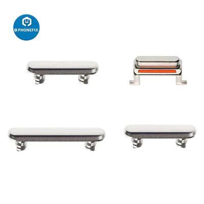 PhoneFIX silver side buttons set for iPhone repair, replacement parts for volume and power buttons on iPhone accessories.