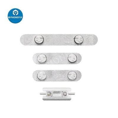 Silver iPhone side buttons set replacement parts from PHONEFIX, compatible with iPhone repair and accessories.