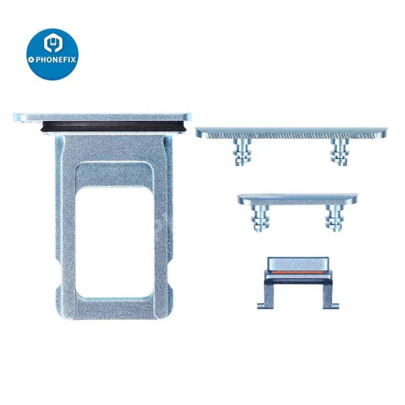 PHONEFIX iPhone side buttons set replacement parts, silver color, compatible with iPhone repair and accessories.