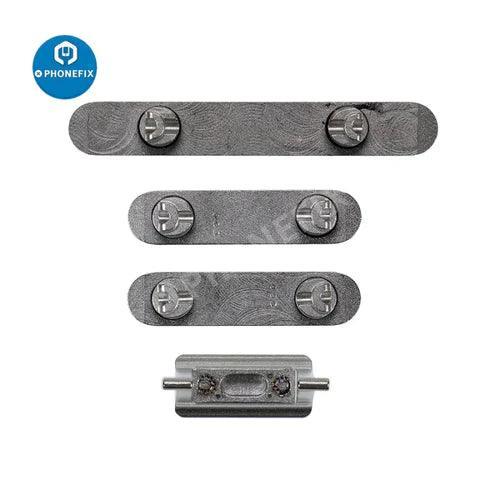 PhoneFix silver side button set for iPhone replacement, includes buttons and parts for easy repair of iPhone accessories.