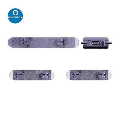 PhoneFix silver side button set for iPhone, replacement accessory for iPhone repair, includes buttons and parts.