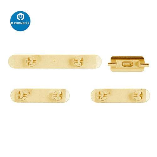 Silver iPhone side buttons set replacement parts by PHONEFIX, compatible with iPhone repair and accessories.