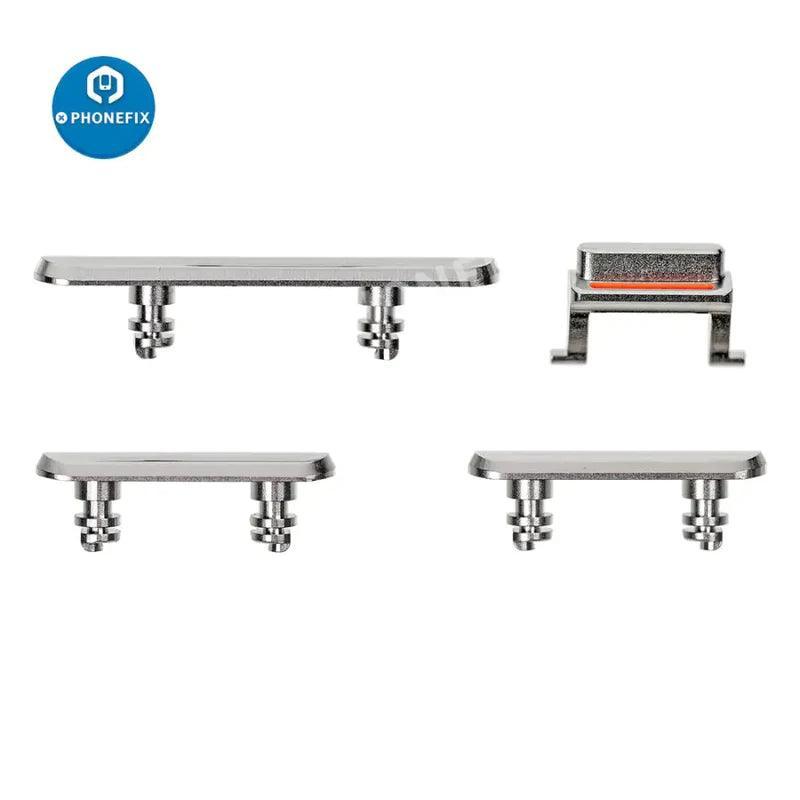 PhoneFIX iPhone side buttons set replacement parts, silver color, for iPhone repair and accessory upgrades.