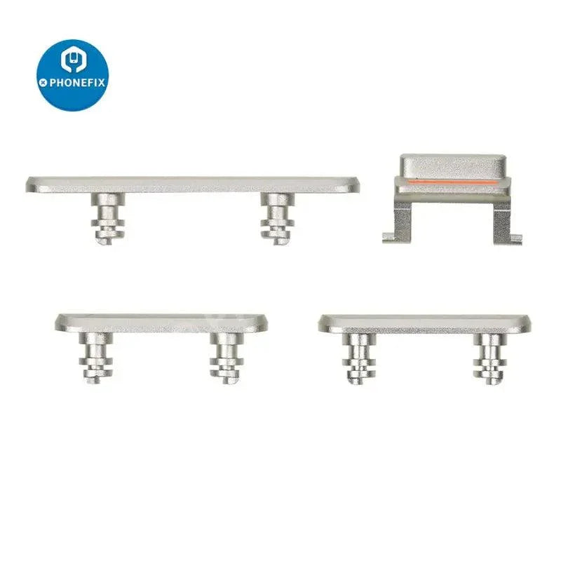 PHONEFIX iPhone side buttons set replacement parts, silver, for iPhone repair, includes volume and power button components.