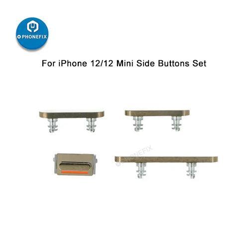 PhoneFIX silver side buttons set for iPhone repair, replacement parts for volume and power buttons on iPhone accessories.