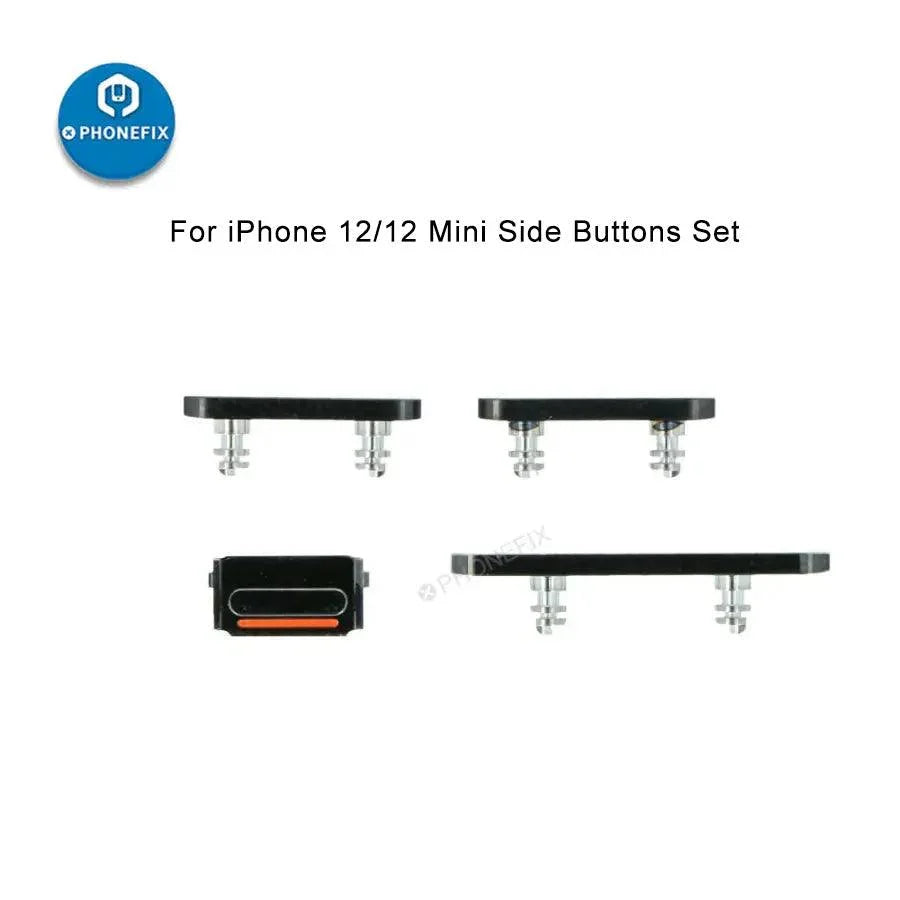 Silver side buttons set for iPhone repair, replacement parts for iPhone accessories by PHONEFIX.