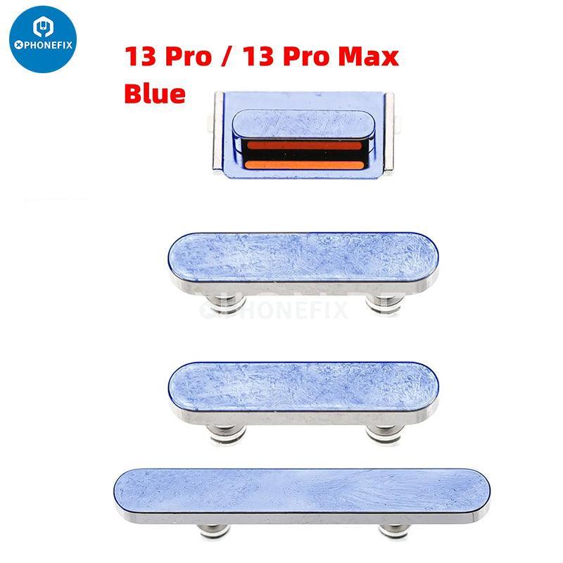 Silver iPhone side buttons set from PHONEFIX, replacement repair parts for iPhone accessories.