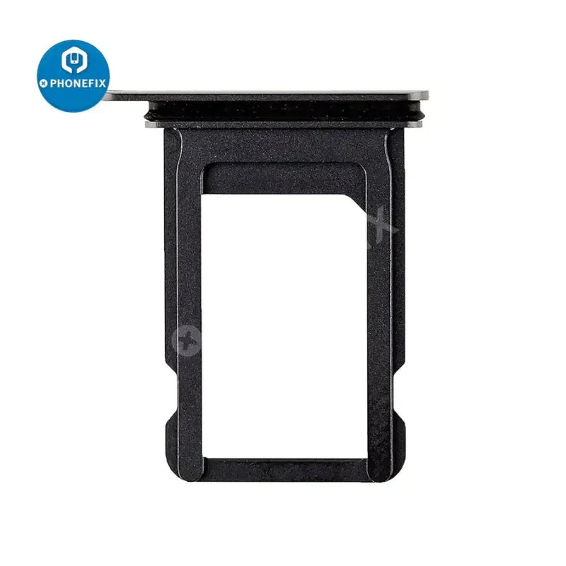 PHONEFIX iPhone X to 14 Pro Max single SIM card tray holder replacement showing the metal tray and slot for SIM card insertion.