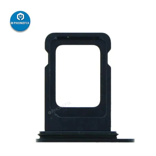 PHONEFIX iPhone X-14 Pro Max single SIM card tray holder replacement showing the black tray with SIM slot and metal contacts