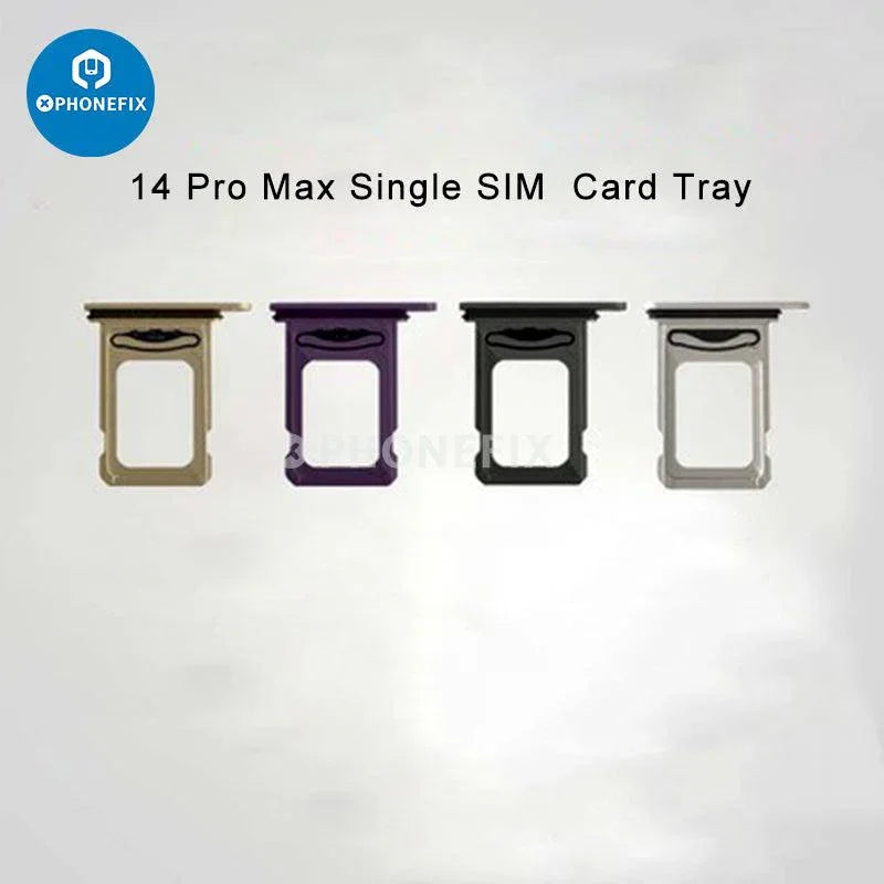 iPhone X-14 Pro Max single SIM card tray holder replacement by PHONEFIX, showing the black tray with SIM slot for iPhone accessories.