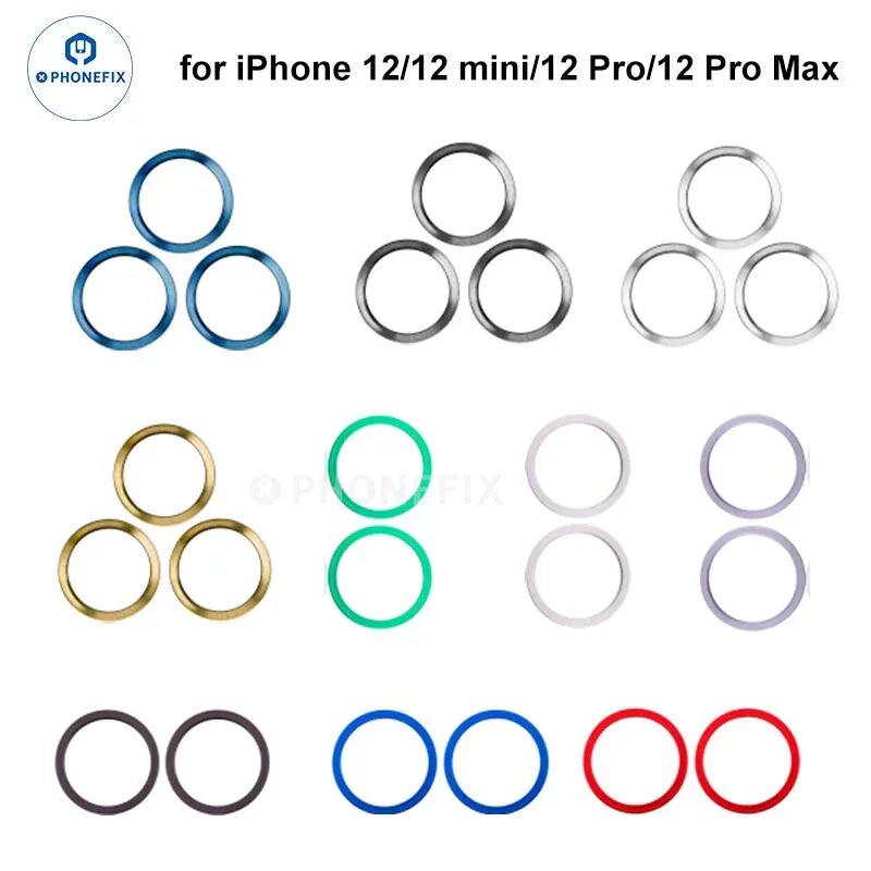 PHONEFIX iPhone Pro Max back camera metal ring for iPhone X/11/12/13/14 Pro Max, silver rear camera ring part.