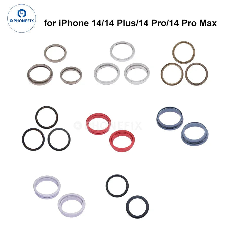 Silver metal back camera ring for iPhone X/11/12/13/14 Pro Max, PHONEFIX iPhone accessory, visible camera lens and metal ring parts.
