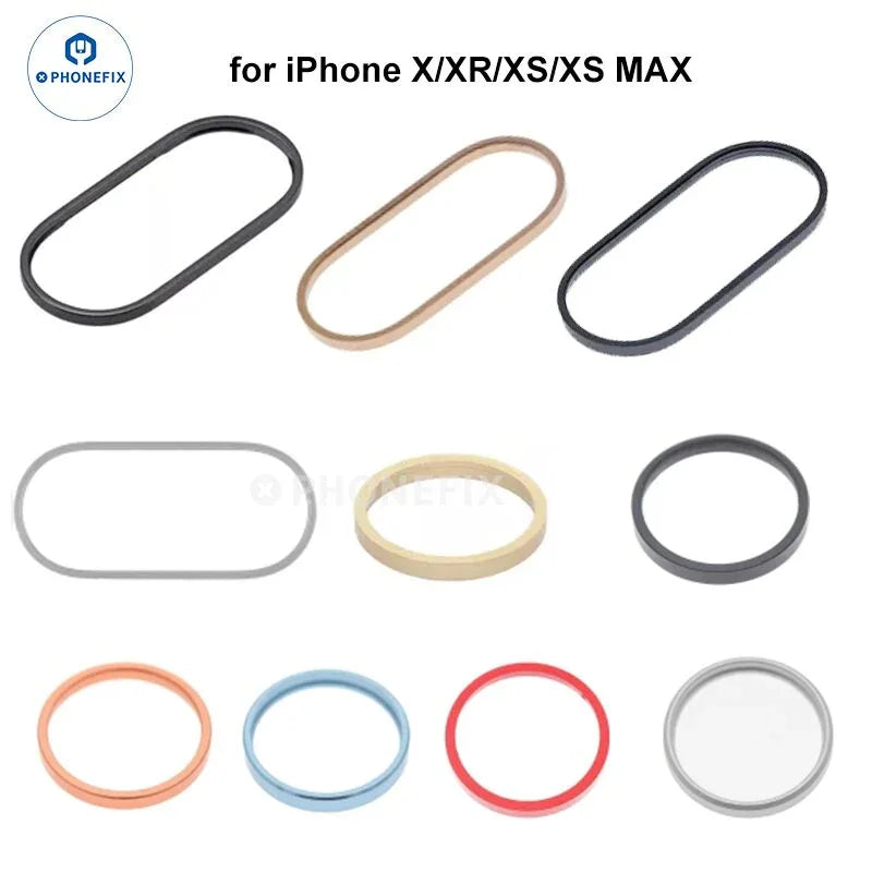 Silver metal ring for iPhone X to Pro Max back camera, accessory part by PHONEFIX for iPhone camera repair or replacement.