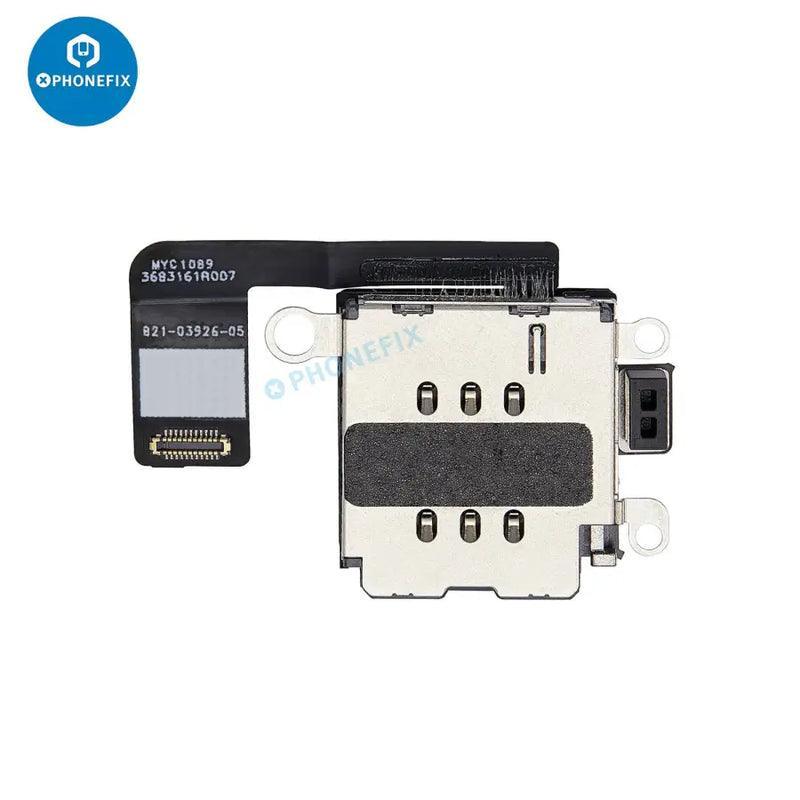 iPhone XR dual SIM card reader with flex cable from PHONEFIX, compatible with 16 series iPhone accessories, shown with flex cable attached.