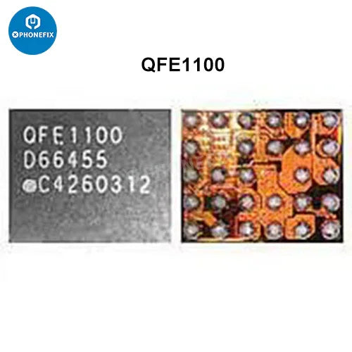 iPhone Power Amplifier IC chip replacement by PHONEFIX, showing the small signal supply PA chip for iPhone devices.