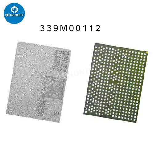 PHONEFIX iPhone power amplifier IC chip for signal supply, replacement for iPhone devices, showcasing the small electronic component.