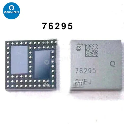 PhoneFix iPhone power amplifier IC chip for signal supply, replacement electronic component on circuit board.
