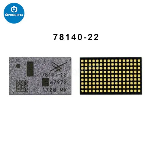 iPhone power amplifier IC chip from PHONEFIX, replacement signal supply PA chip for iPhone devices, electronic component close-up image