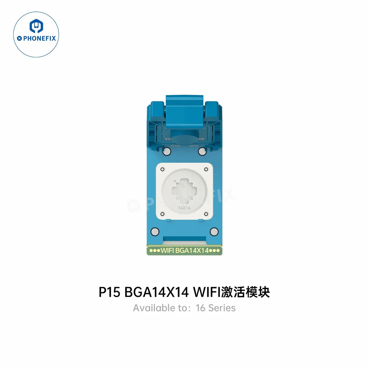 PHONEFIX JCID WIFI chip unbind activation module for iPhone 12-16 Pro Max, showcasing the BGA IC component on the circuit board.