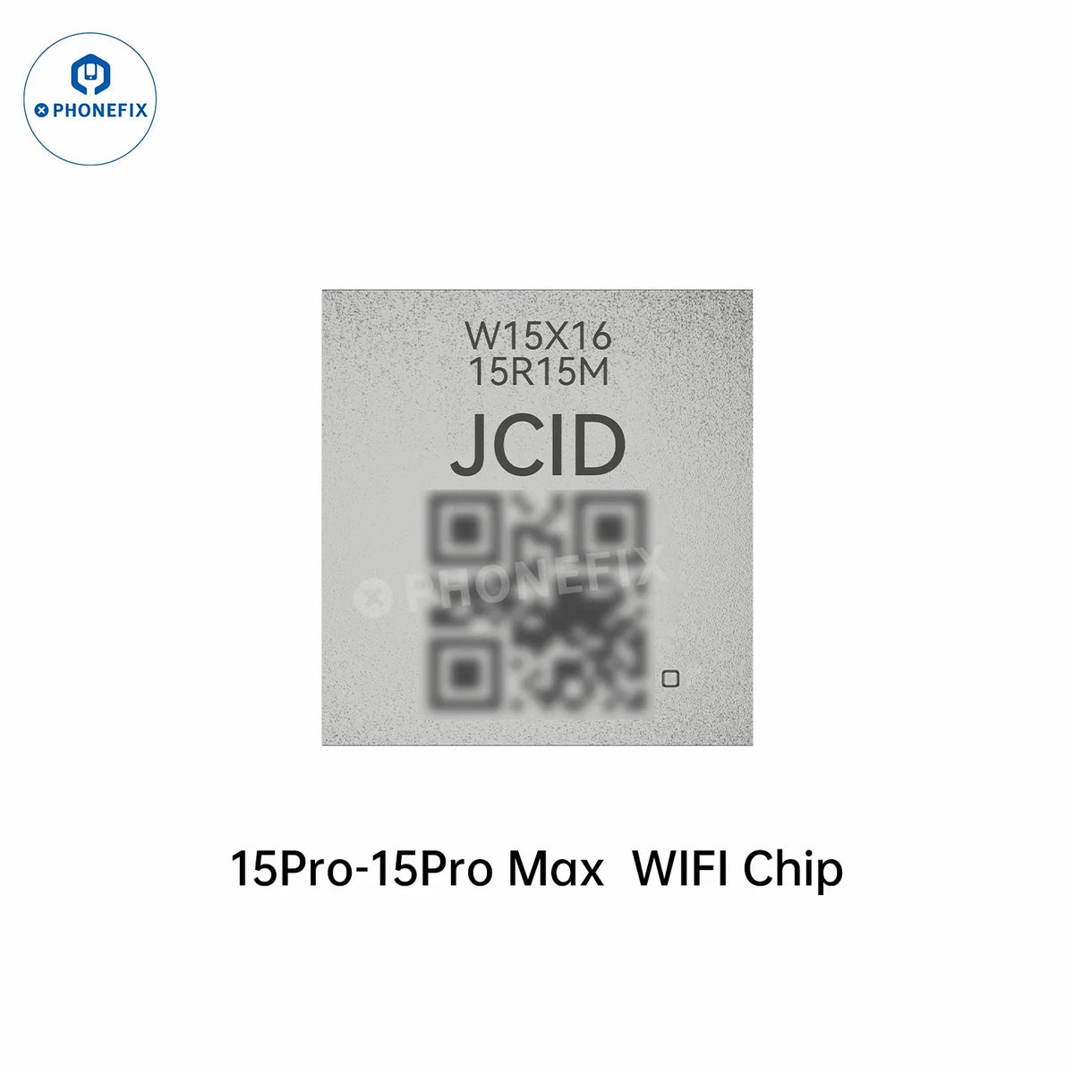 PHONEFIX JCID WiFi chip unbind activation module for iPhone 12-16 Pro Max, close-up view of the iPhone IC component.