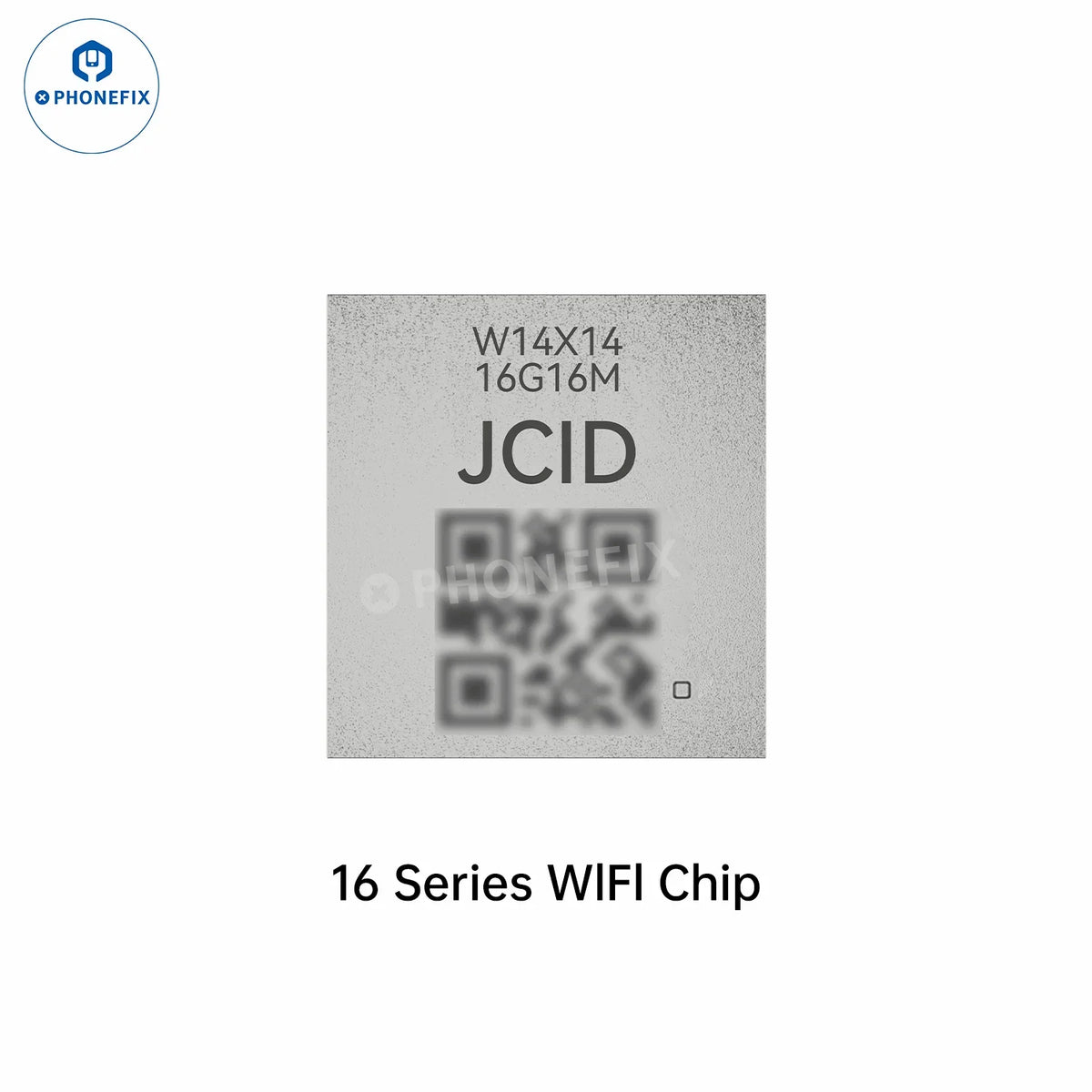 PhoneFix JCID WiFi chip unbind activation module for iPhone 12-16 Pro Max, showing a small iPhone IC component on a circuit board.