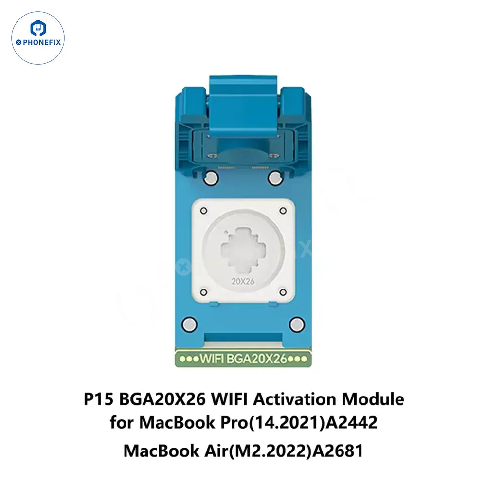 PhoneFix JCID WIFI chip unbind activation module for iPhone 12-16 Pro Max, BGA IC component on the circuit board.