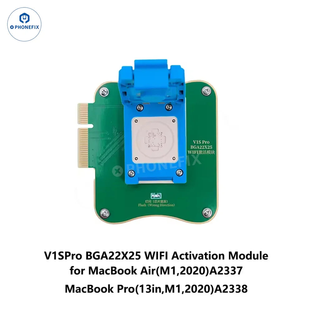 JCID WIFI chip unbind activation module for iPhone 12-16 Pro Max, PHONEFIX iPhone IC component, shown in BGA packaging.
