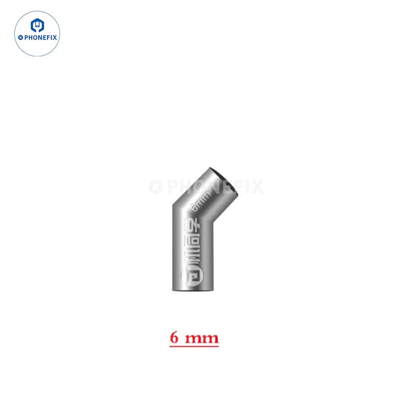 PhoneFix air gun nozzles in 3mm to 12mm sizes for QUICK 861DW soldering station, compatible iron tips and nozzles for precise soldering.