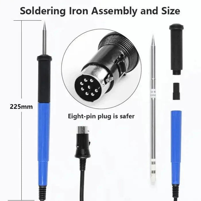 PhoneFix soldering iron handle replacement for HAKKO FX-951, compatible T12 tips, ergonomic design, for precise soldering tasks.