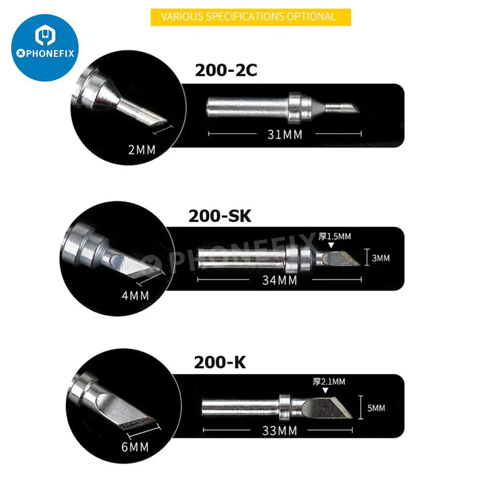 Original PHONEFIX soldering iron tip for Quick 203, 204, 3202 welding stations, shown in close-up with metal tip and branding details.
